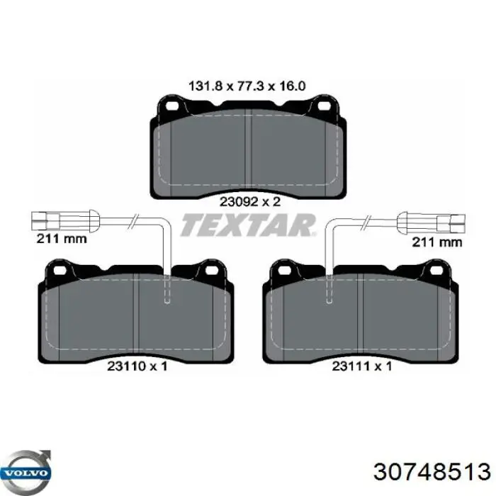 Гальмівні колодки Volvo 30748513 ціна, від 34.79 USD