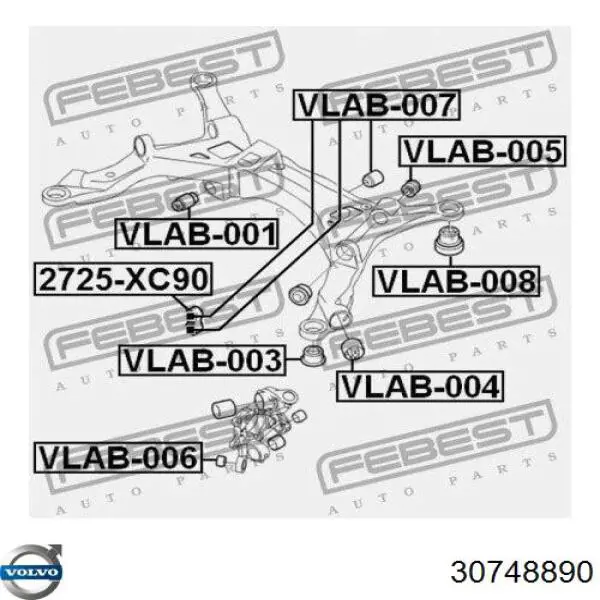 Сайлентблок цапфи задньої GP VO30748890 ціна, від 58.98 USD