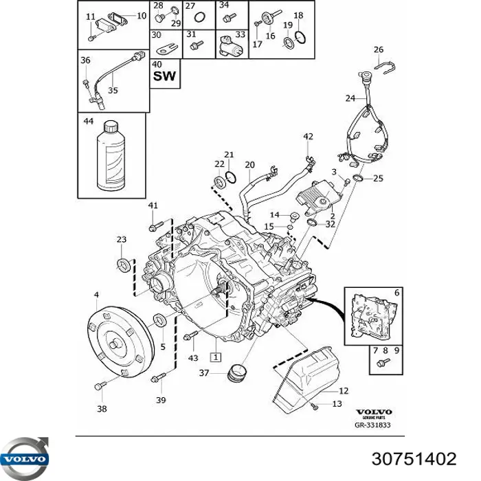Сальник піввісі переднього моста, правою Volvo 30751402 ціна, від 54.92 USD