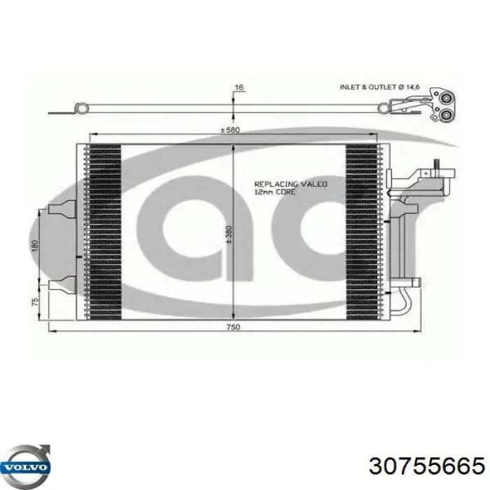 30755665 Volvo радіатор кондиціонера
