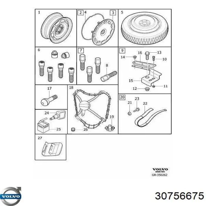 Колісний болт 30756675 Volvo