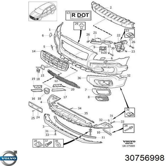 Купити 31283902 Volvo Захисна решітка радіатора