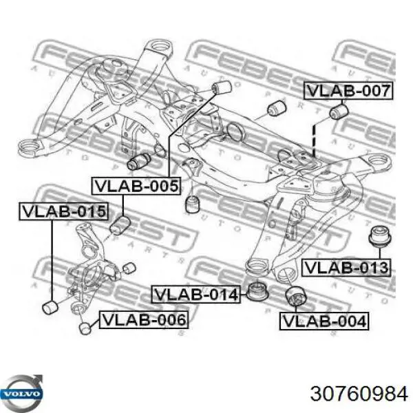 Сайлентблок задньої балки 30760984 Volvo
