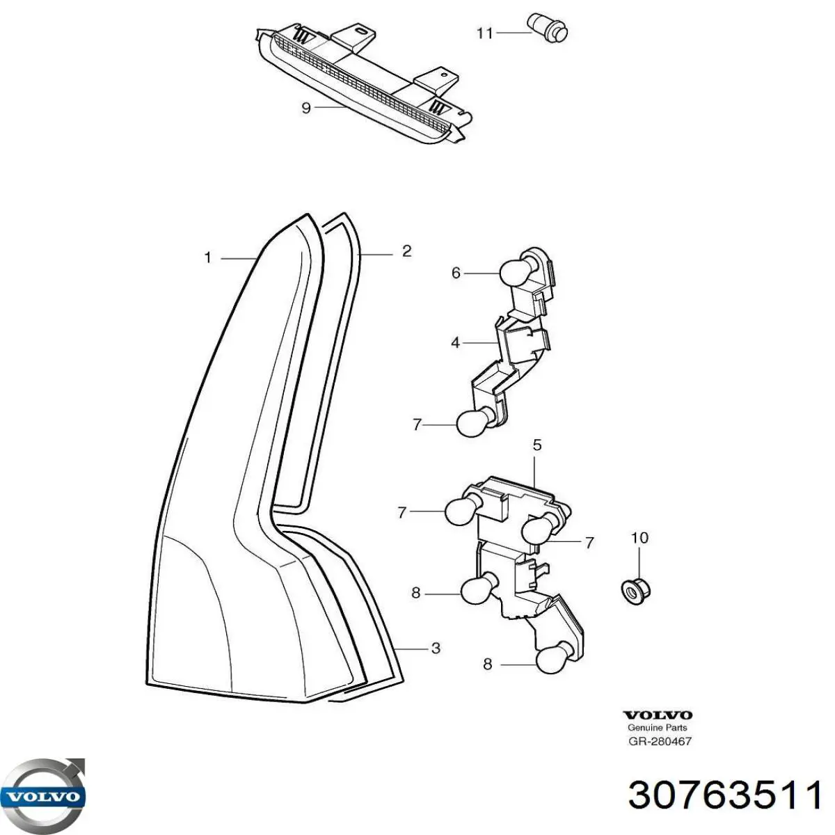 Ліхтар задній лівий Volvo 30763511 ціна, від 151.01 USD