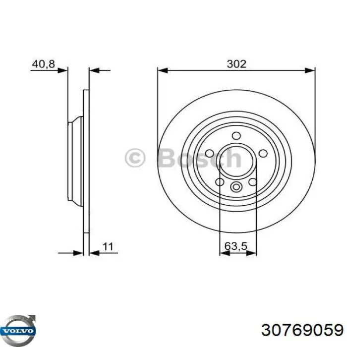 Купити 30769059 Volvo Диск заднього гальма