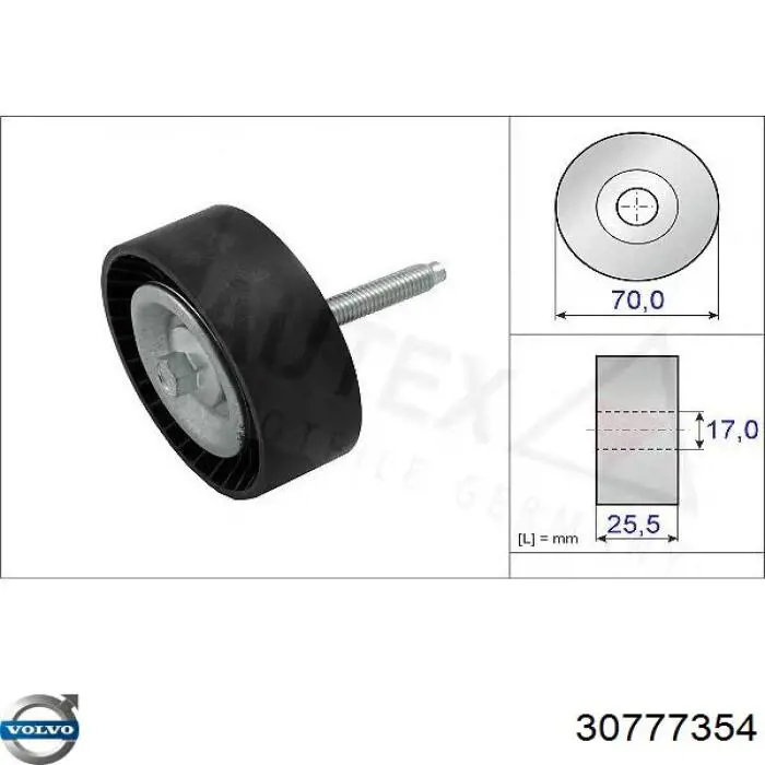 Купити 30777354 Volvo Ролик приводного ременя, паразитний