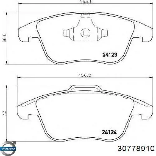 Колодки гальмівні передні, дискові 30778910 Volvo