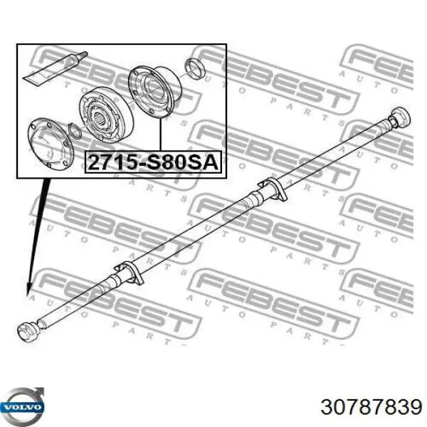 Вал карданний задній, у зборі Volvo 30787839 ціна, від 300.86 USD