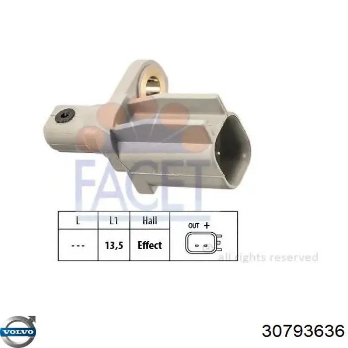 Датчик АБС (ABS) задній Volvo 30793636 ціна, від 12.67 USD