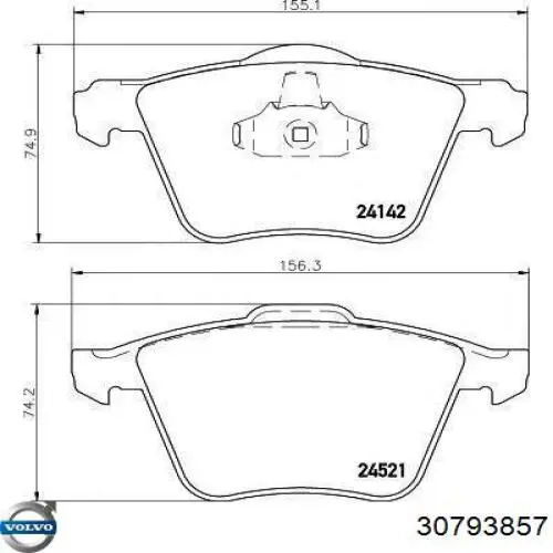 Купити 30793857 Volvo Колодки гальмівні передні, дискові