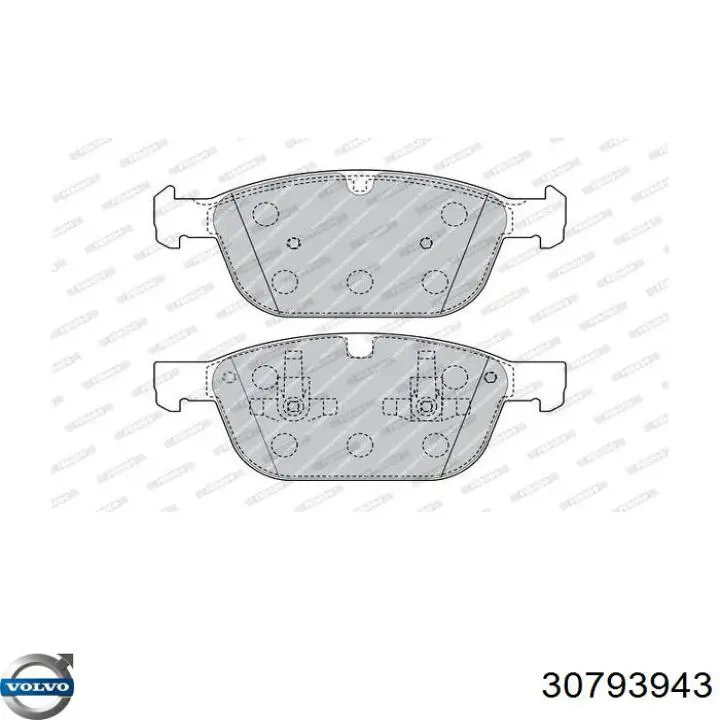 Передні тормозні колодки 30793943 Volvo