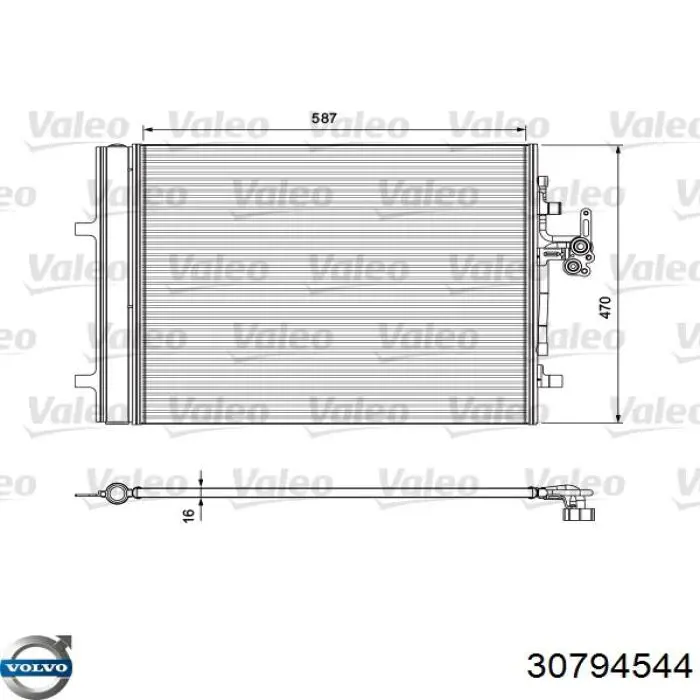 Конденсатор кондиціонера Volvo 30794544 ціна, від 92.34 USD