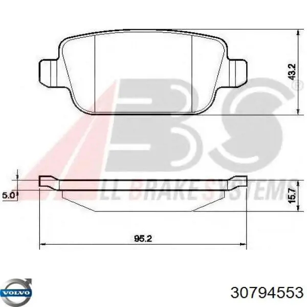 Купити 30794553 Volvo Задні колодки
