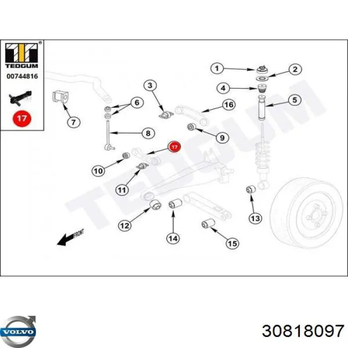 Задня поперечна тяга Volvo 30818097 ціна, від 12.47 USD