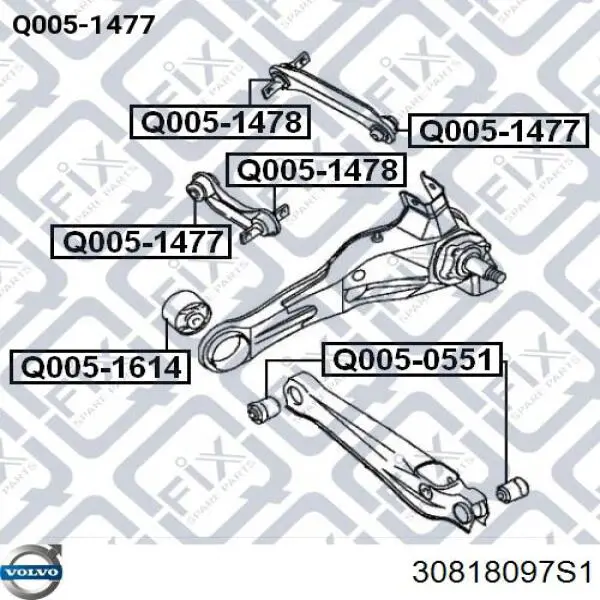 Сайлентблок заднього важеля Volvo 30818097S1 ціна, від 6.65 USD