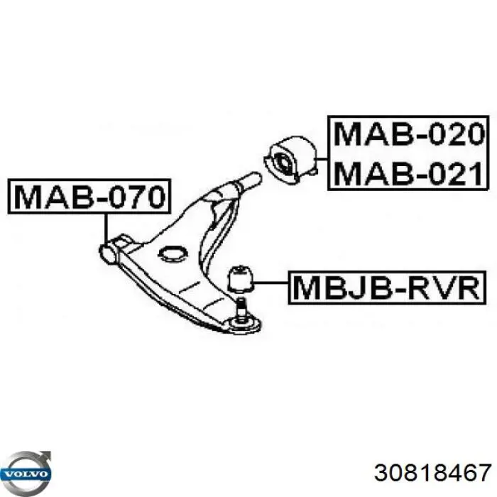 Сайлентблок переднього важеля 30818467 Volvo
