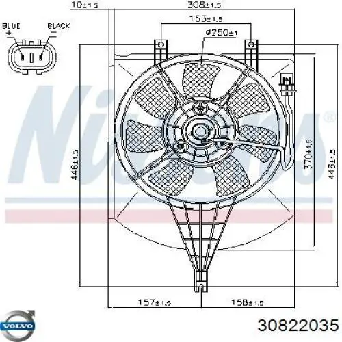 30822035 Volvo Дифузор радіатора охолодження, в зборі з мотором і крильчаткою