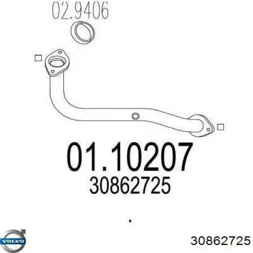 30862725 Volvo Труба приймальна (штани) глушника, передня