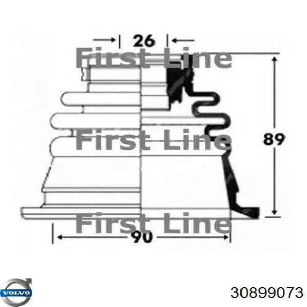 Пильник гранати внутрішній, лівий Volvo 30899073 ціна, від 8.17 USD