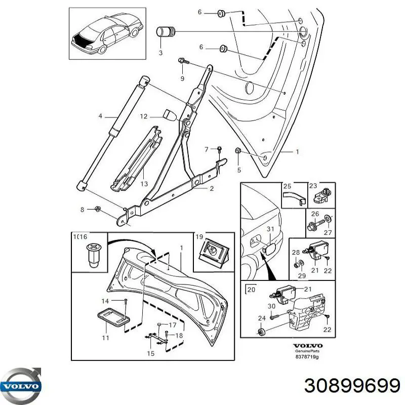 Мотор-привод відкриття лючка бака Volvo 30899699 ціна, від 5.08 USD