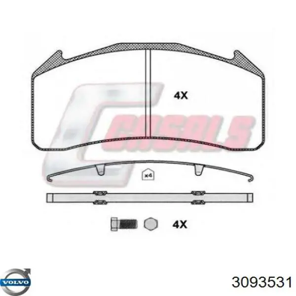 Задні гальмівні колодки Volvo 3093531 ціна, від 156.36 USD
