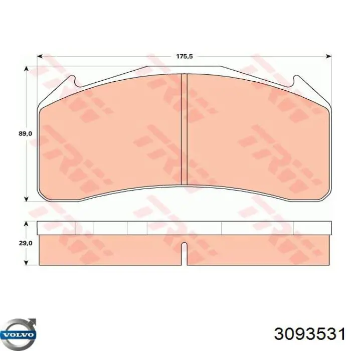 3093531 Volvo Колодки гальмівні задні, дискові