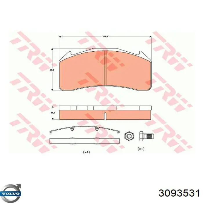 Купити 3093531 Volvo Задні колодки