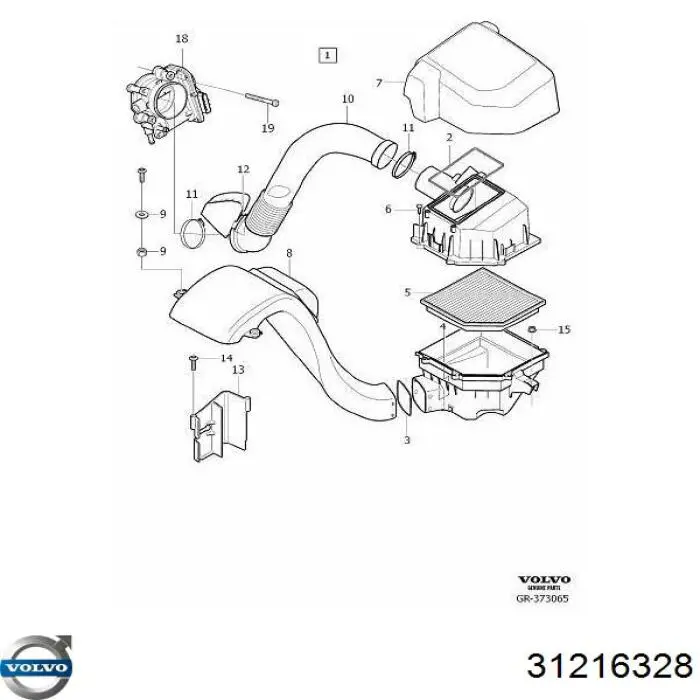 Дросільна заслінка в зборі 31216328 Volvo