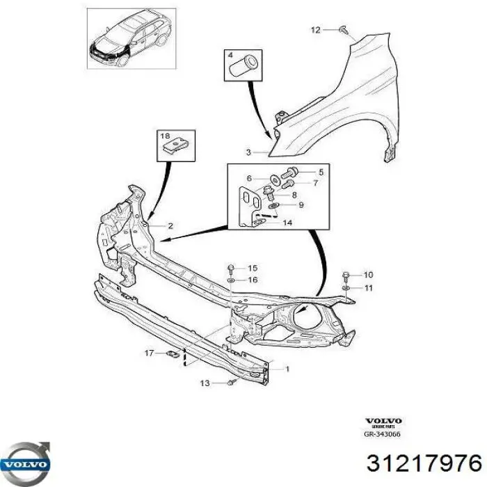 Крило переднє праве 31217976 Volvo