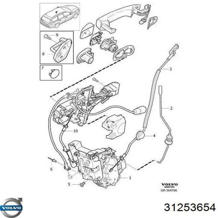 30799304 Volvo Замок двері правої передньої