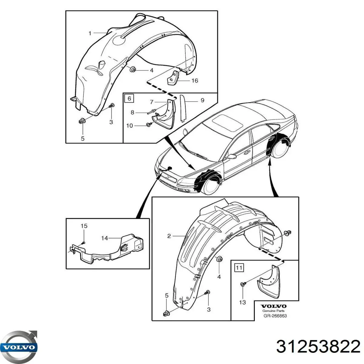 31253822 Volvo Підкрилок задній правий