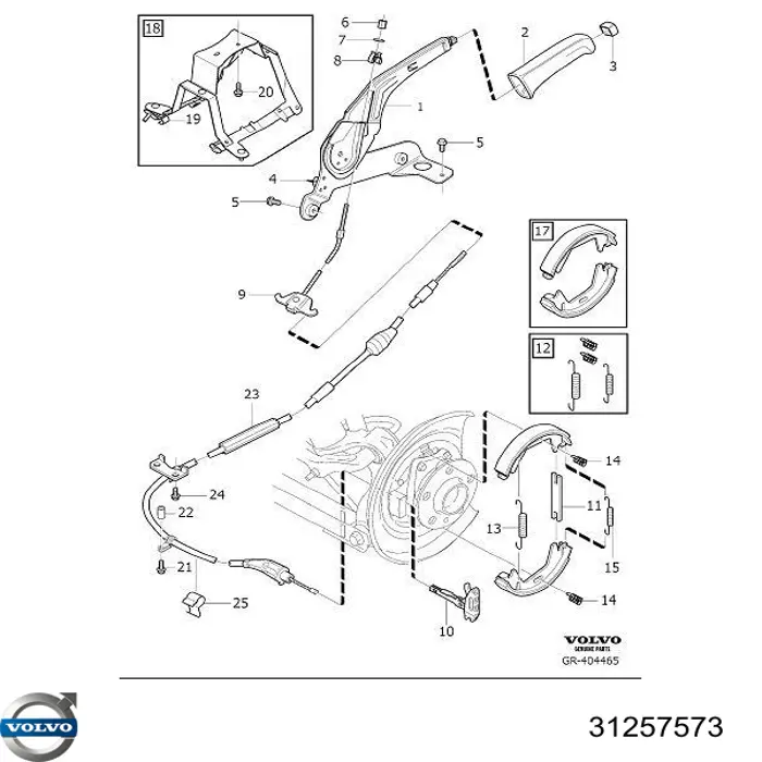 Купити 31257573 Volvo Розтискний механізм колодок гальма стоянки