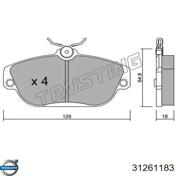 Тормозні колодки Volvo 31261183