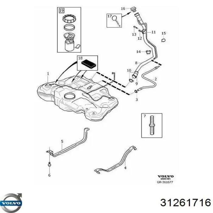 Пробка бензобаку 31261716 Volvo