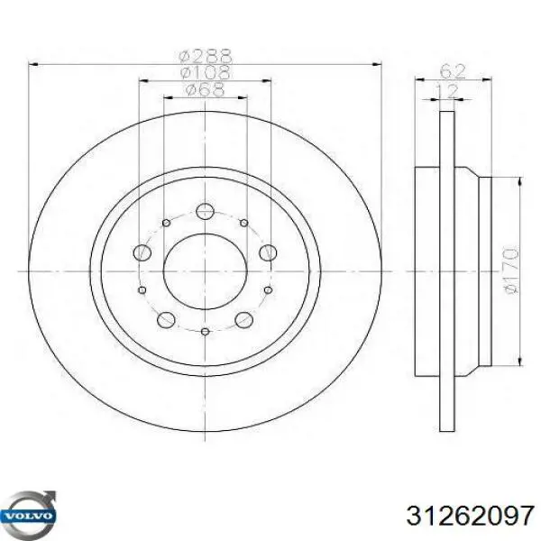 Задні дискові гальма Volvo 31262097 ціна, від 34.18 USD