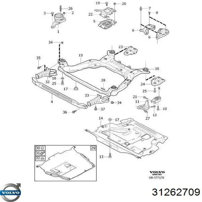 Ліва подушка двигуна Volvo 31262709 ціна, від 87.79 USD