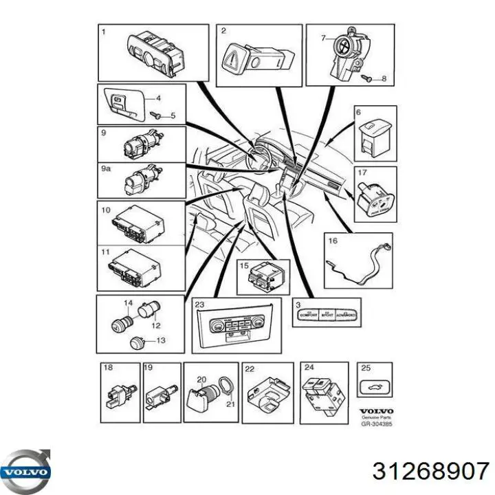 31268907 Volvo Перемикач підігріву сидінь