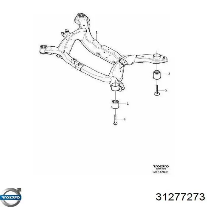 Сайлентблок задньої балки/підрамника 31277273 Volvo