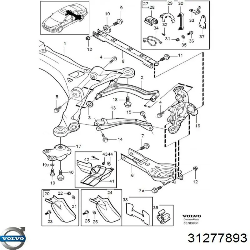 Сайлентблок задньої балки 31277893 Volvo