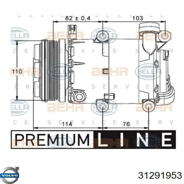 Компресор кондиціонера 31291953 Volvo