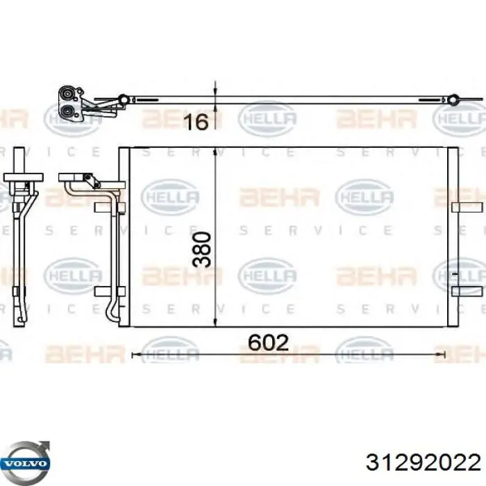 Радіатор кондиціонера 31292022 Volvo