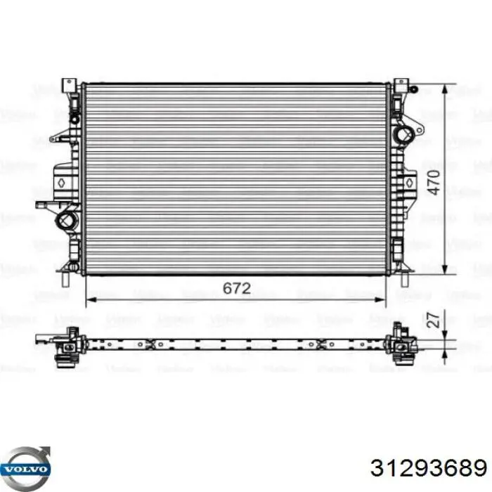 Радіатор охолодження двигуна 31293689 Volvo