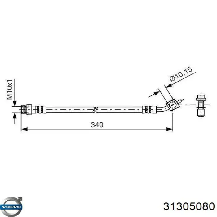 Шланг гальмівний передній Brembo T86029