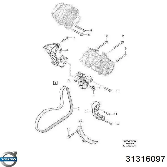 Натягувач приводного ременя Volvo 31316097 ціна, від 49.03 USD