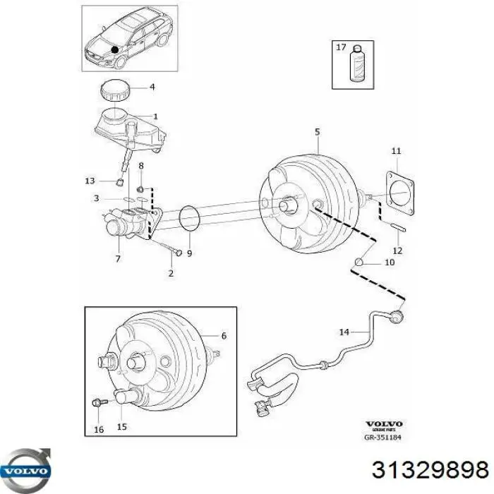 31329898 Volvo Підсилювач гальм вакуумний