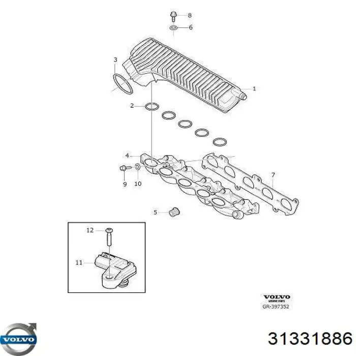 Прокладка дросельної заслінки 31331886 Volvo