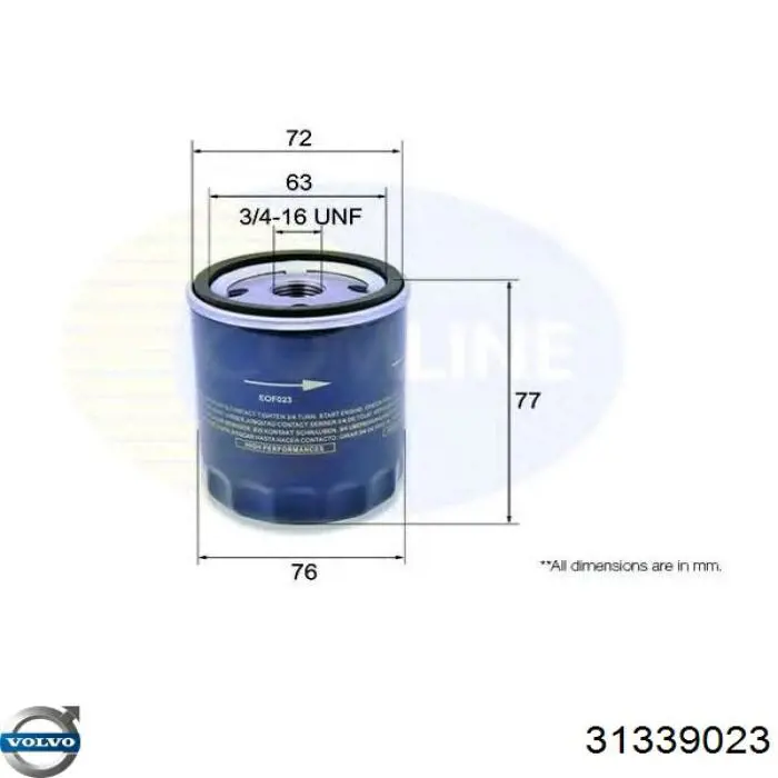 Масляний фільтр двигуна Volvo 31339023 ціна, від 5.14 USD