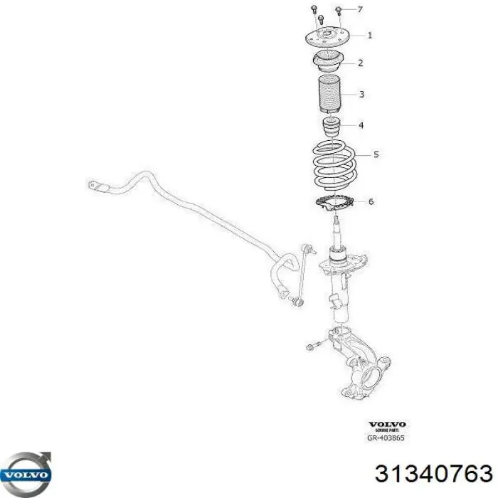 31340763 Volvo Кріплення переднього амортизатора