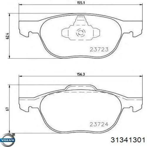 Купити 31341301 Volvo Колодки гальмівні передні, дискові