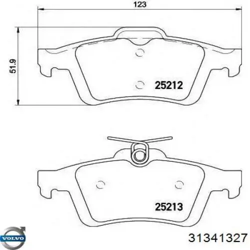 Задні гальмівні колодки Volvo 31341327 ціна, від 20.80 USD